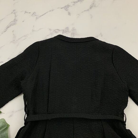 Caldwell Casuals Vintage 60s Dress Size S/M Black Bow Collar Fit Flare Belted - Picture 8 of 12